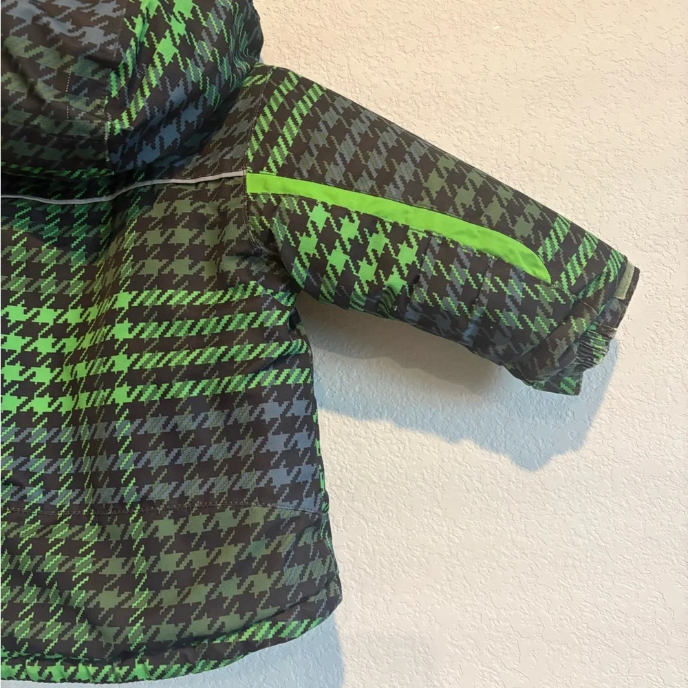 Columbia Toddler Winter Puffer Jacket Green Plaid Hooded Coat 18-24M